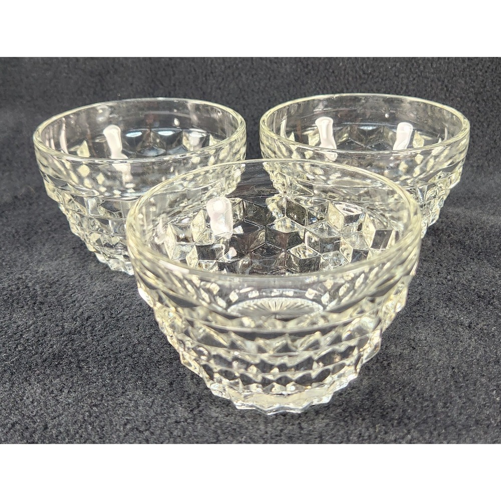 Fostoria Custard Cup Set Of 3 American Pattern Stacked Blocks